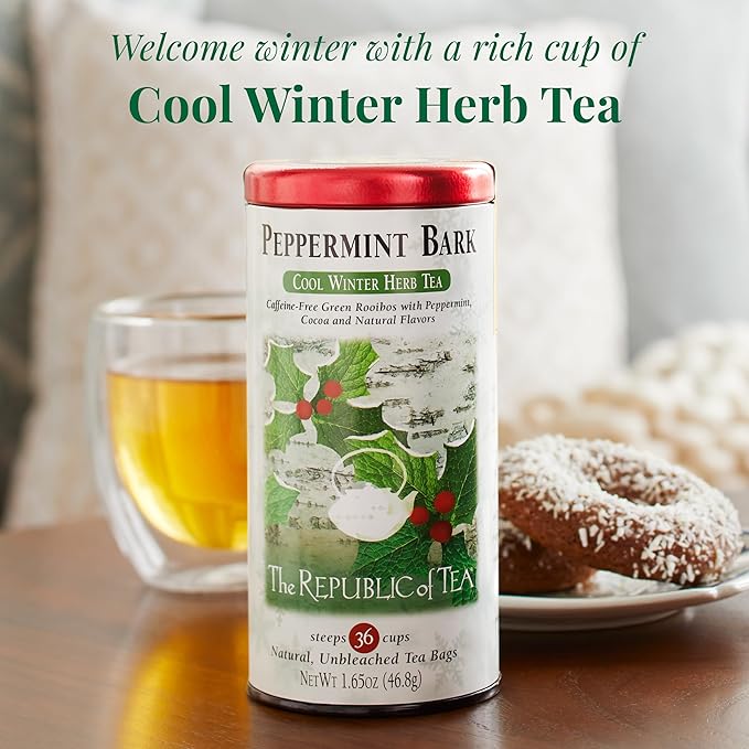 The Republic of Tea - Peppermint Bark, Cool Winter Herb Tea, 36 Tea Bags, Caffeine-Free - Bloomnest