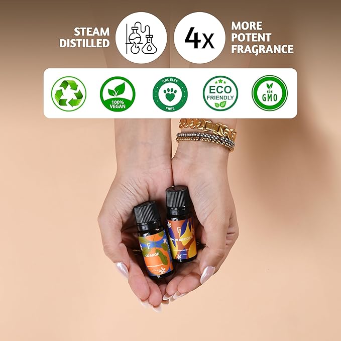 Folkulture Essential Oil for Diffuser Oil | Essential Oils Set of 2 Fragrances | Diffuser Scents for Home | Diffuser Essentials, Fragrance | Lemon Biscotti & Orange - Bloomnest