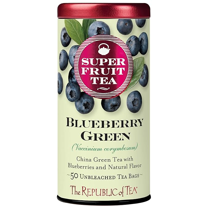 The Republic of Tea Organic Blueberry Green Superfruit Tea, 50 Tea Bag Tin - Bloomnest