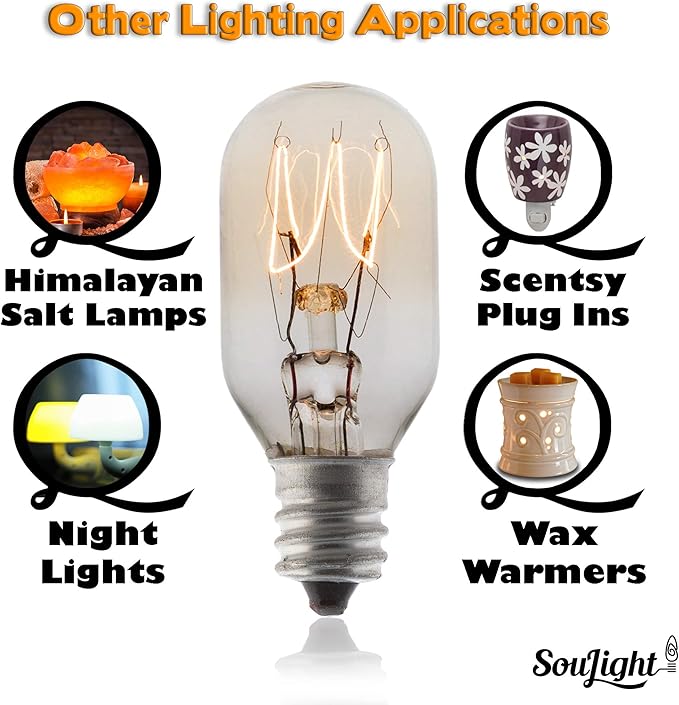 Salt Lamp Bulb -15 Watt Replacement Bulbs for Himalayan Salt Lamp & Baskets, Scentsy Plug-in & Wax Warmers, Night Lights. T20 E12 Socket with Candelabra Base, Clear, 8 Pack - Bloomnest