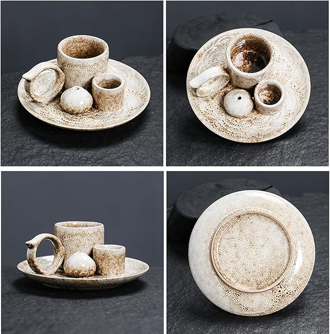 4 in 1 Ceramic Incense Burner Holder with Handle for Burning Sage, Palo Santo Stick, Joss Sticks, Candle in Your New House, Office, Yoga, Meditation Room - Bloomnest