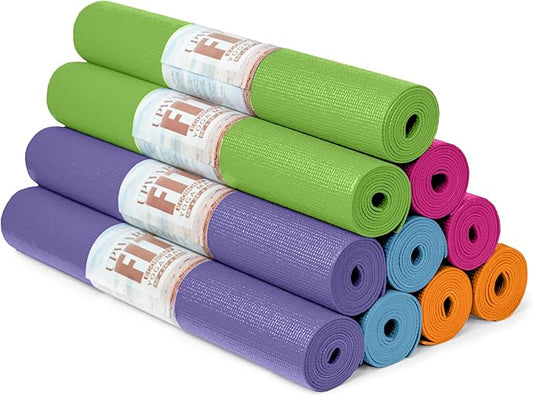 10 Pack Economy Yoga Mat, 68" x 24" Non Slip Exercise Mat, 3mm Thick Gym Mat, Bulk Non Toxic Yoga Mats for Home Workout and Studios - Bloomnest