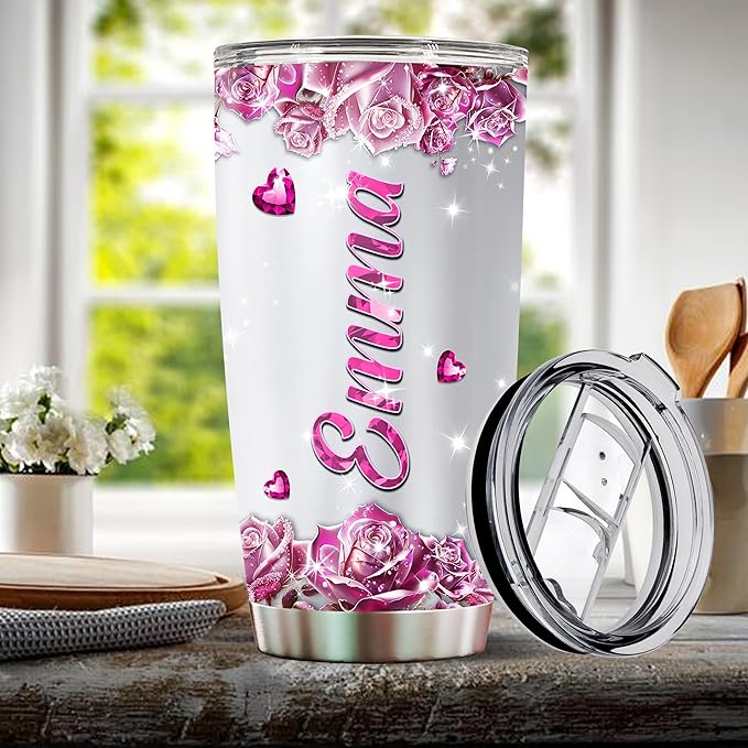 Personalized Sloth Themed Insulated Stainless Steel Tumbler, Ideal Sloths Gifts for Women Girls Wife Daughter, 20oz Coffee Cup Mug Water Bottle, Christmas, Birthday, Mother's Day, Valentine - Bloomnest