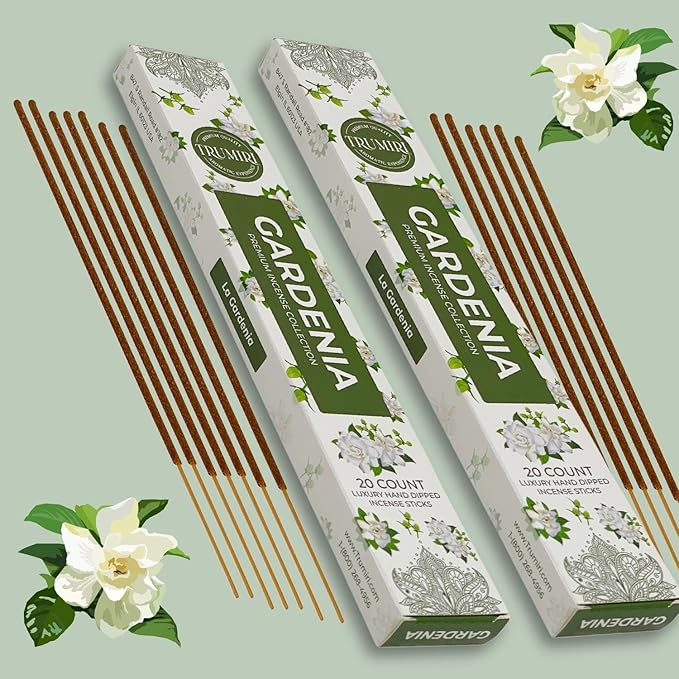Gardenia Incense Sticks - Total 40 Insence-Sticks - Dual Pack of 20 Insense - Inciensos - Inscents - Natural Non Toxic Ingredients - Incents - Incence - Inscense - Insents TRUMIRI
