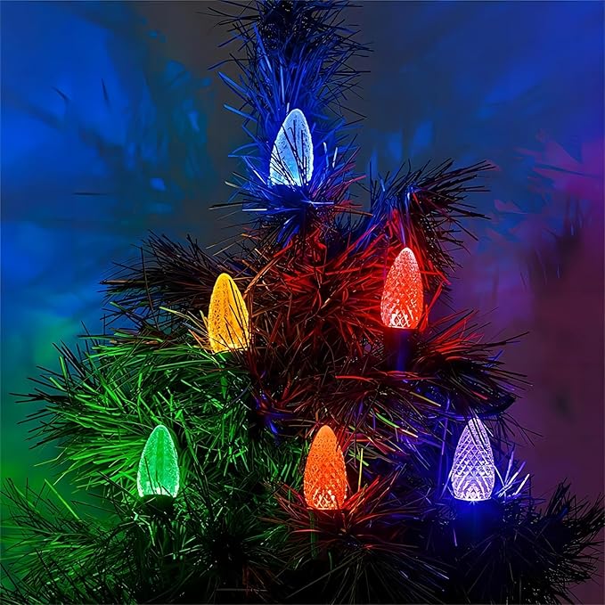 Meconard C7 Led Replacement Christmas Light Bulbs, C7 Shatterproof Led Bulbs for Christmas Indoor Outdoor String Lights, E12 Candelabra Base, Commercial Grade Holiday Bulbs, Multi-Color, 25 Pack - Bloomnest