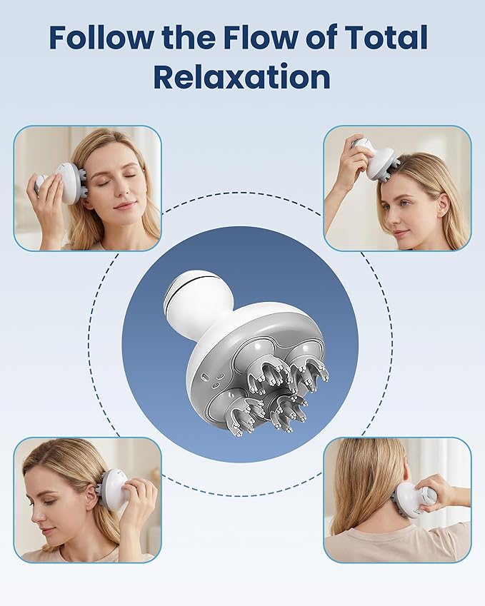 COMFIER Electric Cordless Hair Scalp Massager with Kneading 84 Massage Nodes, Handheld Portable Head Scratcher Massager for Hair Growth, Deep Clean and Stress Relax, Gifts for Men Dad COMFIER