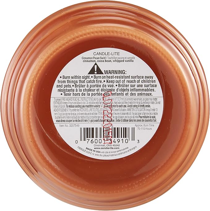 Candle-lite Scented Candles, Cinnamon Rolls Fragrance, One 18 oz. Single-Wick Aromatherapy Candle with 110 Hours of Burn Time, Brown Color - Bloomnest