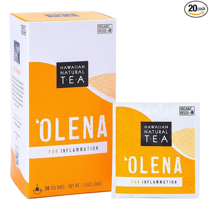 Olena Turmeric Tea, Herbal Green Tea Blend, All-Natural and Antioxidant-Rich For Wellness with Ginger and Black Pepper, Vegan and Keto-Friendly, 20 Bags - Hawaiian Natural - Bloomnest