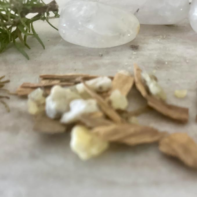 Natural Resin, Herbs & Essence Meditation Mix - Copal & Palo Santo Sacred Blend with Warm Woodsy Aroma - Loose Incense for Cleansing Rituals, Ceremonies & Home Fragrance - 1.19 oz. AmaeIncense