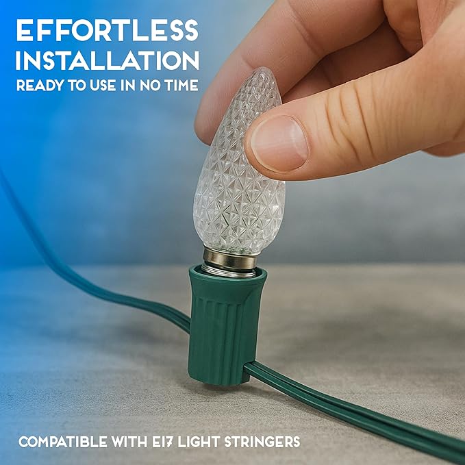 HLO Lighting Set of 500 Blue C9 Faceted LED Christmas Light Bulbs for Indoor & Outdoor Use | Durable Replacement Bulbs - Bloomnest