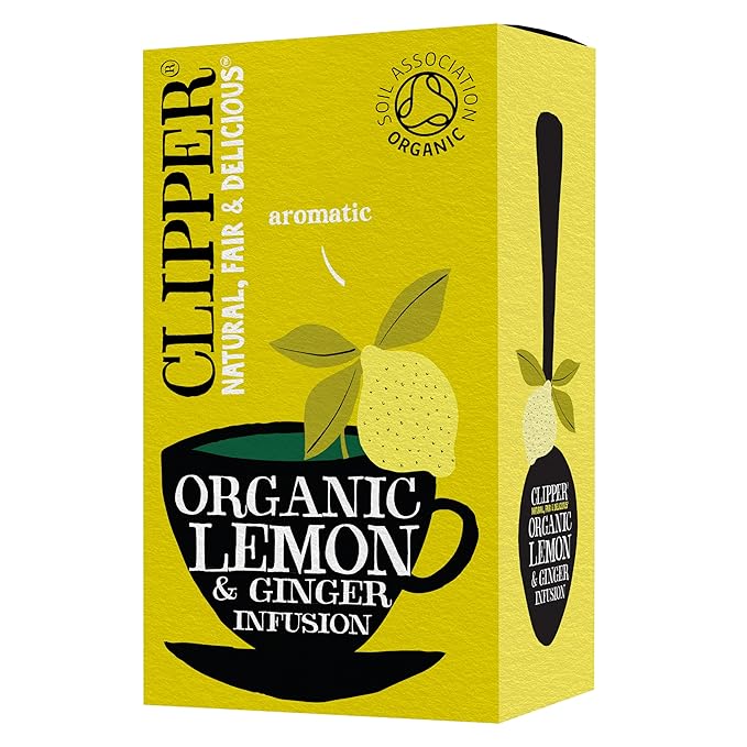 Clipper Tea Lemon & Ginger Teabags – Caffeine Free, USDA Organic, Great Hot or Iced – Aromatic, Natural, Fair & Delicious – 20 Tea Bags - Bloomnest