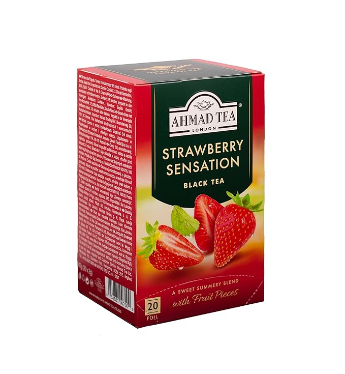 Ahmad Tea Strawberry Sensation Black Tea, 20-Count Boxes (Pack of 6) - Bloomnest