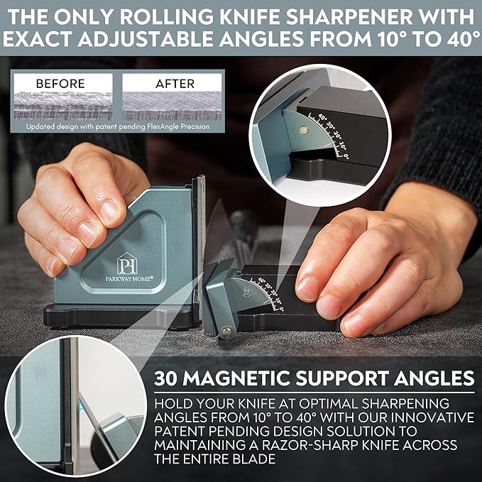 Rolling Knife Sharpener with Adjustable 10° to 40° Options and Adjustable Grinding Height, Knife Sharpener Kit, Roller Knife Sharpening System - Bloomnest