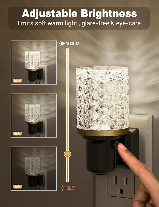 JandCase LED Night Light, Dimmable Night Lights Plug into Wall, Modern Nightlight with Auto On Off Light Sensor, 5000K Daylight White Night Light 0-100LM Brightness for Bathroom Hallway Bedroom Decor - Bloomnest