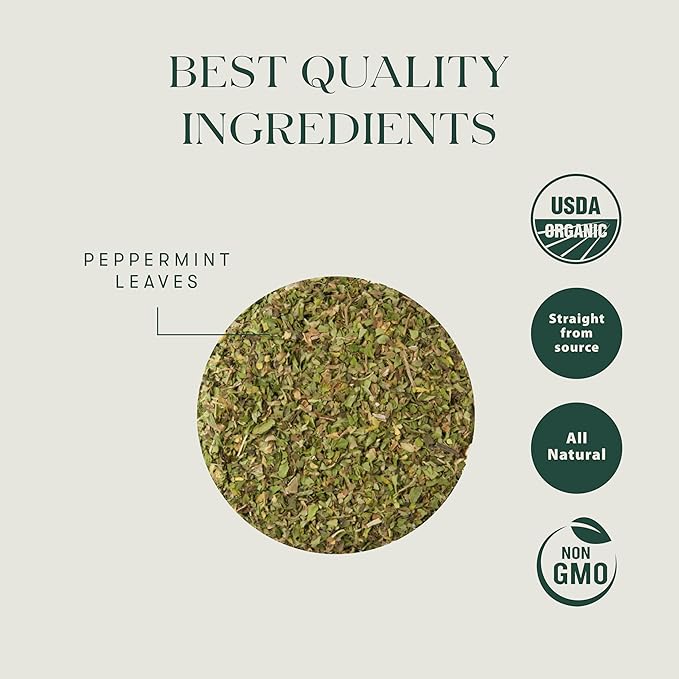 Luxmi Estates Purely Peppermint 50 Tea Bags (100g) Pack | USDA Certified Organic Herbal Tea | Mint Tea Best for Night Time | 50 Cups Bulk Pack - Bloomnest