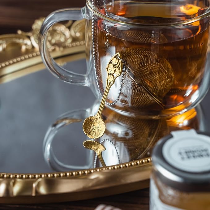 Tea Strainers For Loose Tea Stainless Steel Tea Ball Infuser Tea Ball For Loose Leaf Tea Infuser For Loose Leaf Tea Loose Leaf Tea Steeper Cute Tea Infuser Gift (Lobed)