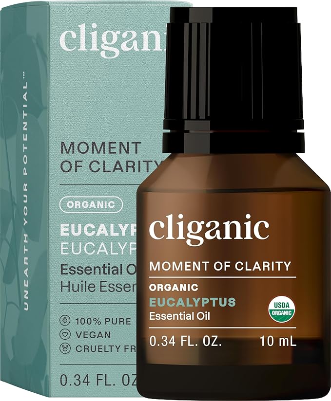 Cliganic USDA Organic Eucalyptus Essential Oil, 100% Pure | Natural Aromatherapy Oil for Diffuser Steam Distilled | Non-GMO Verified (Packaging May Vary) Cliganic