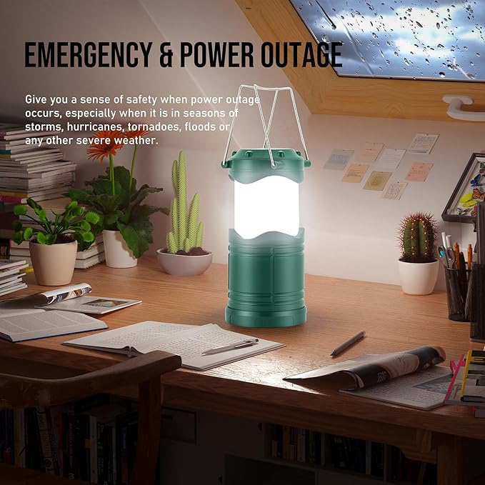 Lichamp LED Camping Lantern, 4 Pack Battery Powered Flashlight for Power Outages, Portable Collapsible Hanging Light Essential for Home, Outdoor, Emergency Lamp Survival Kit Gear for Hurricane, C5 - Bloomnest