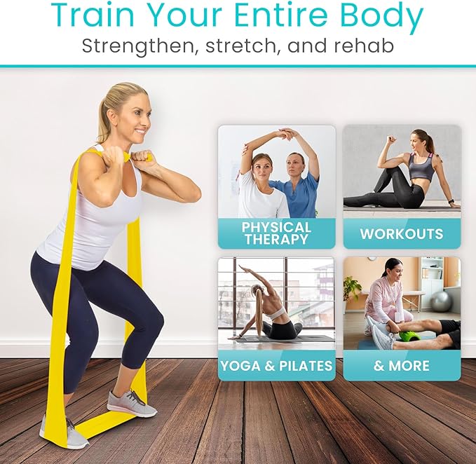 Vive Professional Resistance Bands - 25 Yard Non-Latex Roll for Physical Therapy, Lower and Upper Body Exercise Workout - Straight Elastic for Strength Training, Rehabilitation, Women, Men - Bloomnest
