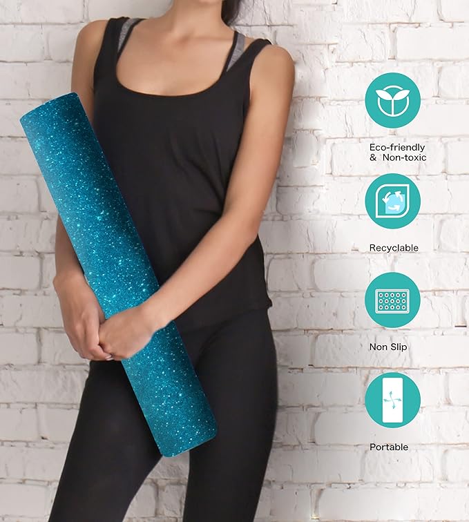 Non Slip Yoga Mat TPE Workout Mat for Men Women, Thick Workout Mat with Carrying Strap, Fitness Mats for Exercise, Yoga, Fitness, Pilates, Floor Workouts (72" x 24" x 6mm) - Bloomnest