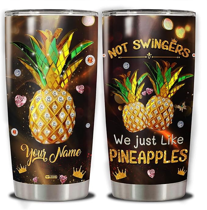 WAZONE Personalized Pineapple Tumbler 20oz 30oz Not Swingers We Just Like Pineapples With Lid Stainless Steel Vacuum Travel Mug Insulated Cup Novelty Funny Things Custom Gifts For Women Girl - Bloomnest