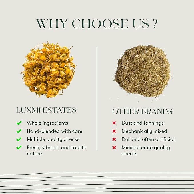 Luxmi Estates Chamomile Herbal Tea, 50 Tea Bags, Herbal Tea, Caffeine-Free, Single Ingredient Pure Chamomile, 50 Cups - Bloomnest