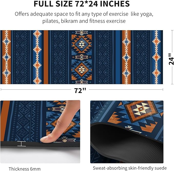 nuveti Yoga Mat Print Extra Thick TPE Non Slip Fitness Exercise Mat with Carrying Bag,72"x24" Extra Thick 6MM Exercise & Workout Mat for Yoga, Pilates Fitness and Floor Exercises - Bloomnest