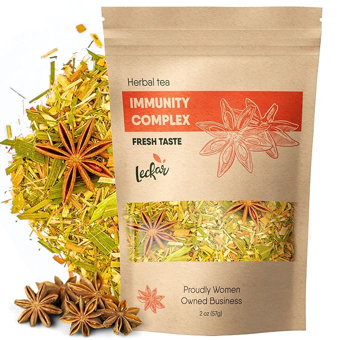 Organic Herbal Tea with Lemongrass, Ginger, Fenugreek, Star Anise, Turmeric, Caffeine Free, Immunity Care Blend - Bloomnest