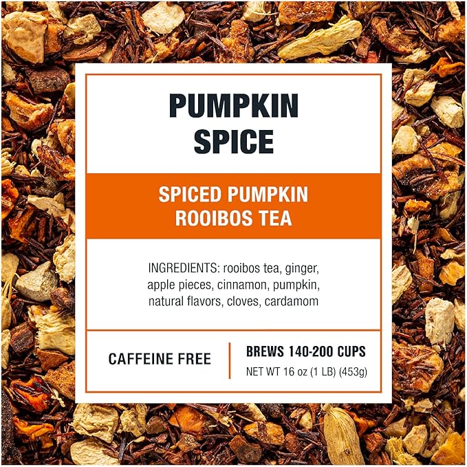 Tiesta Tea - Pumpkin Spice Rooibos Loose Leaf Tea, Premium Caffeine-Free Herbal Infusion, Brew Hot or Iced, Makes up to 200 Cups, Resealable Bulk Pouch, 16 Ounce - Bloomnest