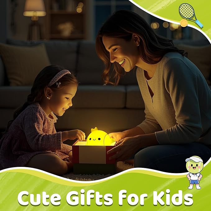 Attivilife Tennis Night Light, Tennis Ball Gifts for Kids, Rechargeable Nursery Bedroom Table Decor Dimmable LED Touch Lamp, Birthday Graduation Christmas Gift for Baby Boy Girl Teen Adult Athlete - Bloomnest