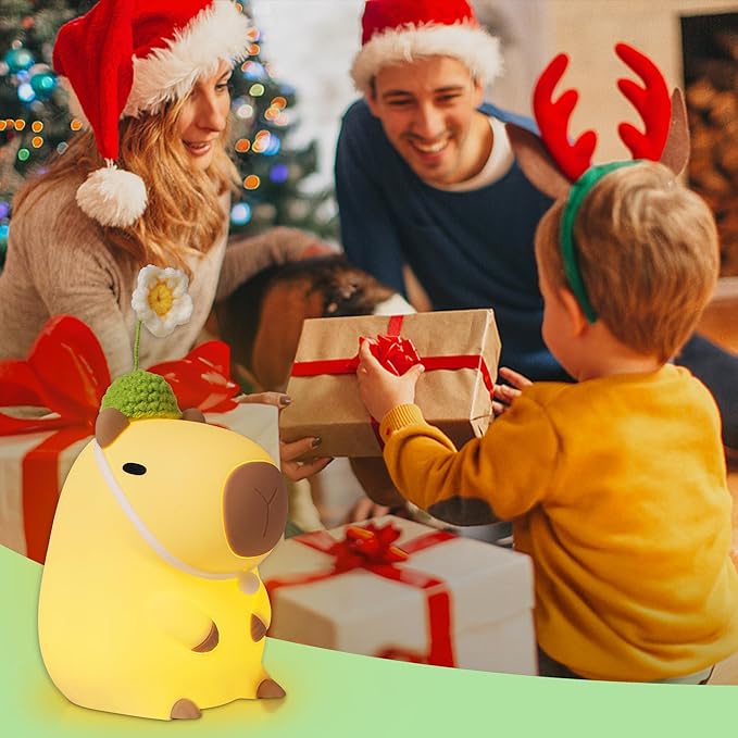 Attivolife Capybara Night Light for Kids, Cute Animal Soft Silicone LED Lamp with Dimmable and Timer, Portable Rechargeable Bedroom Bedside Table Decor, Birthday Christmas Gifts for Children Baby - Bloomnest