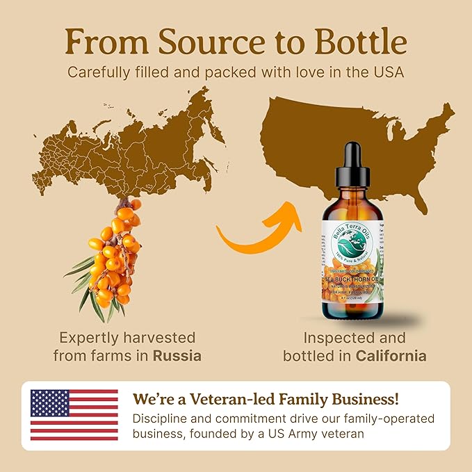 Bella Terra Oils - Sea Buckthorn Oil 8 oz - The Ultimate Elixir from Nature's Bounty, Rich in Flavonoids & Essential Fatty Acids, Gilded Luxe for Your Face - Bloomnest
