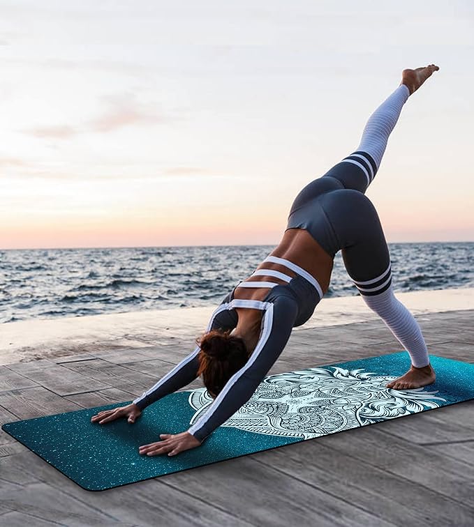 Non Slip Yoga Mat TPE Workout Mat for Men Women, Thick Workout Mat with Carrying Strap, Fitness Mats for Exercise, Yoga, Fitness, Pilates, Floor Workouts (72" x 24" x 6mm) - Bloomnest