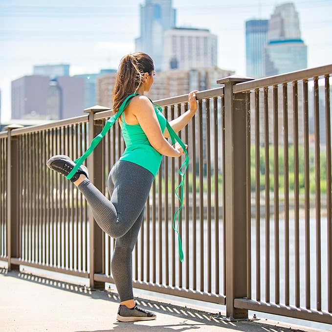 OPTP The Original Stretch Out Strap with Exercise Book, for Flexibility and Mobility Exercises. Stretch Out Straps for Physical Therapy, Yoga Stretching Strap and Knee Therapy Strap. Made in the USA - Bloomnest
