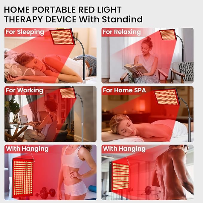 SAVlLER® Red Light Therapy for Face and Body, Red Infrared Light Therapy Lamp Panel with Stand, LED660nm Deed Red Light and 850nm Near Infrared Redlight Device at Home for Shoulder Back Joint SAVILER