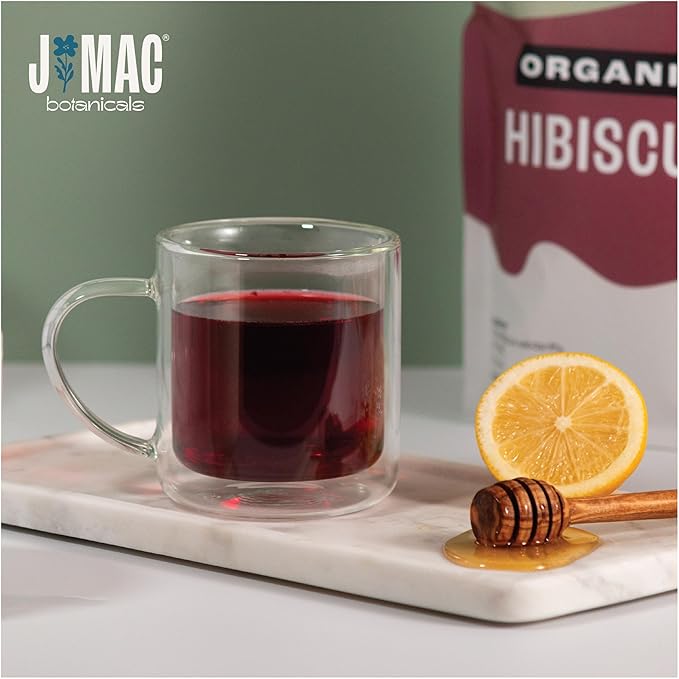 J MAC BOTANICALS Certified Organic Hibiscus Flower (2 Pounds), Hibiscus Tea, Cut & Sifted Flowers, Flor de Jamaica - Bloomnest