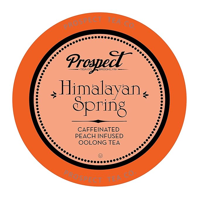 Prospect Tea Co. Himalayan Spring Peach Infused Oolong Tea Pods Compatible with K Cup Brewers Including 2.0, 40 Count - Bloomnest