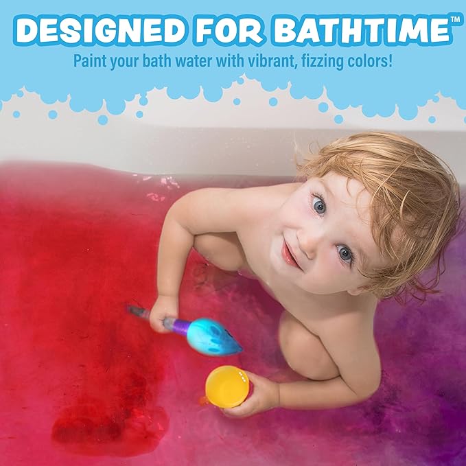 Tub Works® Bath Color Brush™ Kids Bath Bomb Set | Nontoxic & Fragrance-Free | Use Brush to Paint Water with Vibrant, Fizzing Colors | Fun BathBombs for Kids Bath | Creative Bathtub Toys for Toddlers - Bloomnest