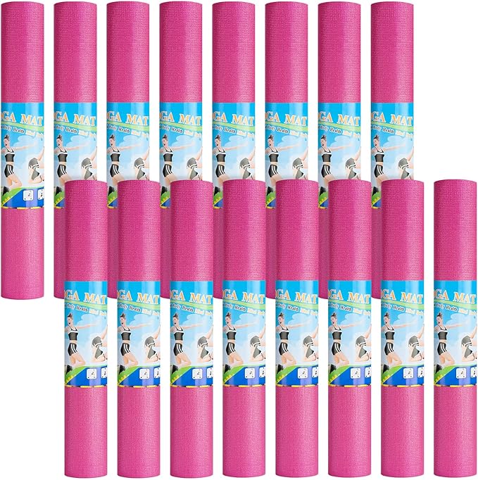 Funtery 16 Pack 3 mm Thick Yoga Mat Exercise Workout Mat Non Slip Fitness Pad for Women Gym Home Yoga Pilates - Bloomnest