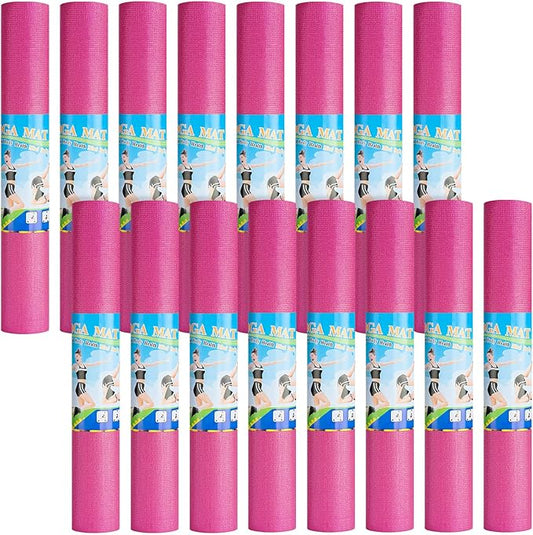 Funtery 16 Pack 3 mm Thick Yoga Mat Exercise Workout Mat Non Slip Fitness Pad for Women Gym Home Yoga Pilates - Bloomnest