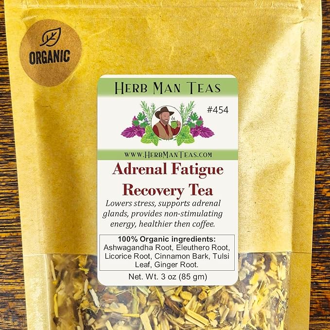 ADRENAL FATIGUE TEA – Non-Stimulating Energy & Stress Support with Adaptogens – by Master Herbalist Khabir – 100% Organic, Non-GMO, No Additives - Bloomnest