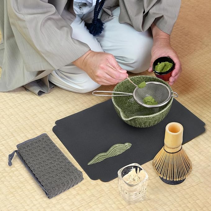 Matcha Whisk Set, 10-Pcs Matcha Kit, Bamboo Whisk and Bowl with Spout & Measuring Spoon & Cup, Japanese Tea Making Tools, Complete Matcha Gift Set for Starter, Mottled Green - Bloomnest