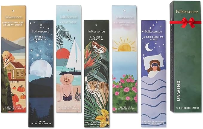 Folkulture Incense Sticks (120 Sticks) | Set of 6 Premium Incense for Relaxation, Aromatherapy, Gifts | No Charcoal,Organic, Non Toxic, 45 Mins, Long Burning Oud, Jasmine, Peppermint Insence-Sticks
