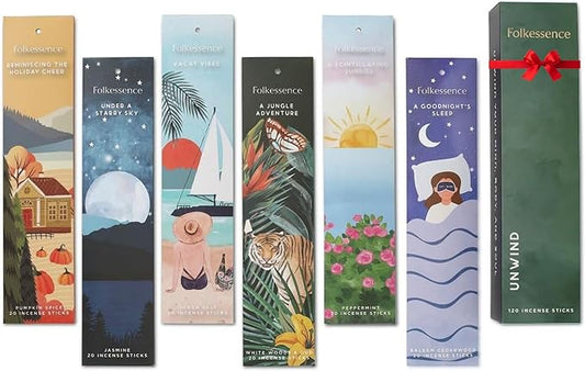 Folkulture Incense Sticks (120 Sticks) | Set of 6 Premium Incense for Relaxation, Aromatherapy, Gifts | No Charcoal,Organic, Non Toxic, 45 Mins, Long Burning Oud, Jasmine, Peppermint Insence-Sticks