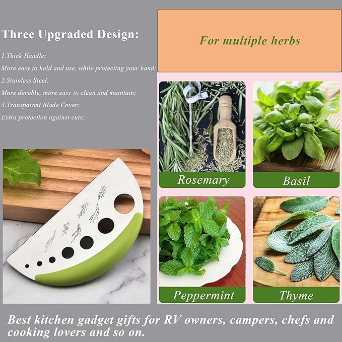 Herb Stripper and Herb Cutter 2 in 1,Herb Stripping Tool Herb Chopper Cilantro Chopper Best Kitchen Gadgets Presents for RV Owners Campers Chefs and Cooking Lovers,1PCS,Green,Stainless Steel,LXLVOUEG - Bloomnest