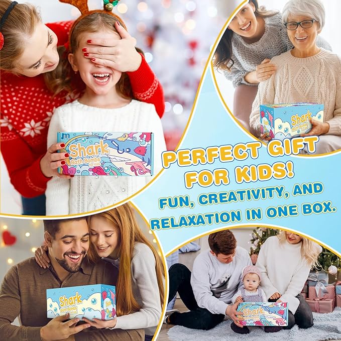 Shark Bath Bombs for Kids with Surprise Fishing Toy Set, 8 Fun Exploding Bath Balls & 9 Fishing Toys, Natural Handmade Organic Bubble Bath Fizzies, Ideal Birthday Holiday Christmas Gift for Boys Girls - Bloomnest