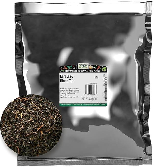 Frontier Co-op Earl Grey Black Tea, 1-pound Bulk Bag, Smoky Tea Flavor with Bergamot Oil, Great with Citrus, Kosher - Bloomnest