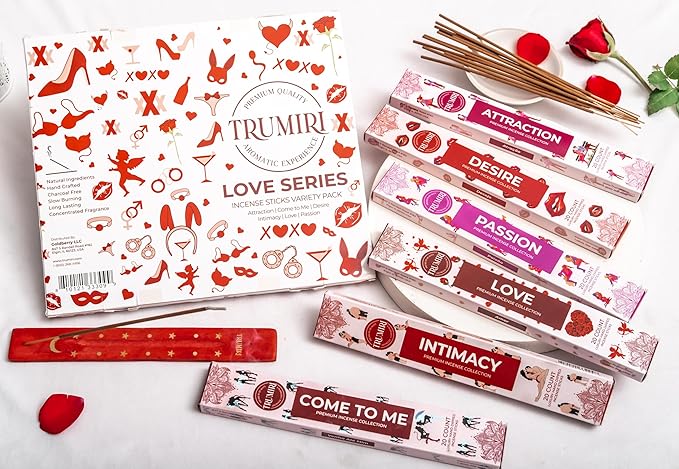 Trumiri Incense Sticks - Love Spell - Total 120 Insence-Sticks (20 Insense x 6 Incents) - Incienso Inscents-Sticks for Spell to Rekindle Call Attract New Fire of Love + Incense Holder - Bloomnest