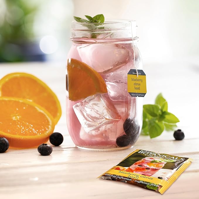 Bigelow Botanicals Cold Water Infusion Blueberry Citrus Basil Herbal Tea, Caffeine Free Tea with Blueberry Citrus Flavor, 18 Count Box (Pack of 6), 108 Total Tea Bags - Bloomnest