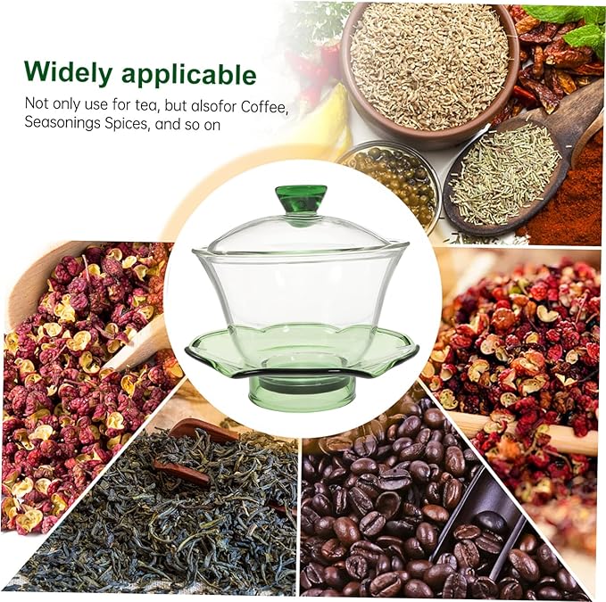 Zerodeko Glass Chinese Tea Bowl with Lid Decorative Tureen Teacup for Brewing Scented and Green Tea Easy-clean Transparent for Home - Bloomnest